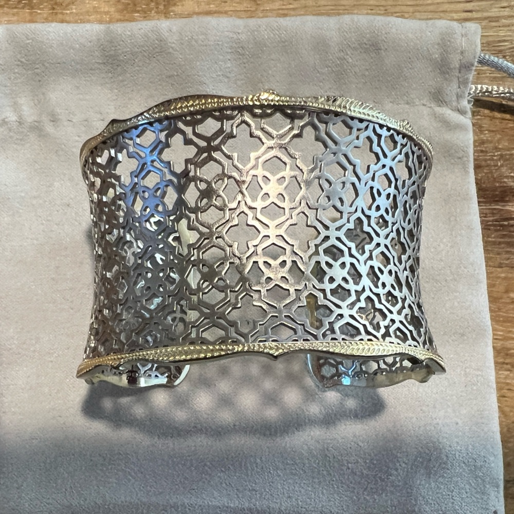 Kendra Scott Elegant Silver and gold  Filigree Cuff Bracelet